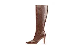 Fantasy Croc Leather Knee-high boots Brown