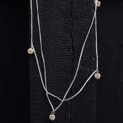Jewellery manufacturing: Seed Pod Necklace on Double Braided Grey Cord - Sterling Silver