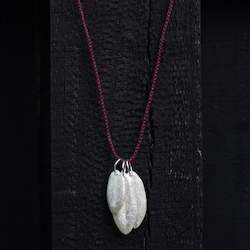 Jewellery manufacturing: Three Leaf Charm Necklace on  Braided Cord - Sterling Silver