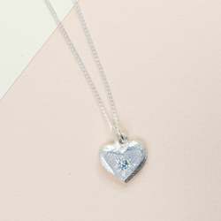 Jewellery manufacturing: Heart Pendant - Silver with Blue Aquamarine