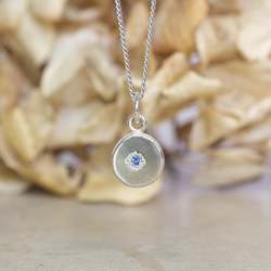 Jewellery manufacturing: Vega Pendant - White Gold with Blue Sapphire