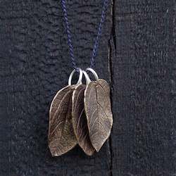 Leaf Charm Necklace on Braided Cord - Bronze