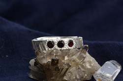 Bark Band with Three Pyrope Garnets - Sterling silver