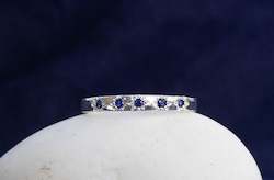 Jewellery manufacturing: Narrow Square Band with Blue Sapphires - Sterling Silver