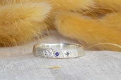 Jewellery manufacturing: Narrow Bark Band with Light Blue Sapphires - Sterling Silver