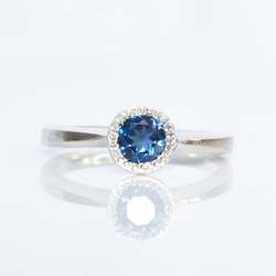 Jewellery manufacturing: Lota Ring - 9ct White Gold with Blue Sapphire