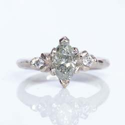 Jewellery manufacturing: Helios Ring - 18ct White Gold with Salt & Pepper Marquise Diamond