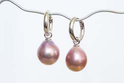 Jewellery manufacturing: Semi-Baroque Pearl Hoop Drops - Natural -Sterling Silver