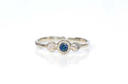 Jewellery manufacturing: Aura Ring - 14ct White Gold with Teal Sapphire & Diamonds