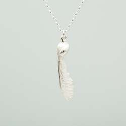 Jewellery manufacturing: Sycamore Seed Necklace - Small Curved - Sterling Silver
