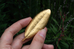 Jewellery manufacturing: Pohutukawa Leaf Brooch - Large - Gold Plated