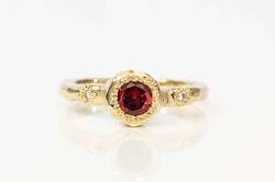 Neve Ring - 9ct Yellow Gold with Garnet and Diamonds
