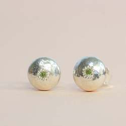 Jewellery manufacturing: Pebble studs - Sterling Silver with Green Peridot