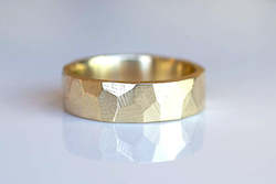Faceted Band - Wide - Yellow Gold