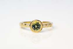 Jewellery manufacturing: Vesper Ring - 18ct Yellow Gold with Green-Yellow Sapphire