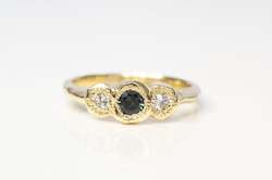 Jewellery manufacturing: Torci Ring - 9ct Yellow Gold with Blue-Green Sapphire and Diamonds