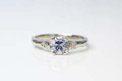 Jewellery manufacturing: Mira Ring - 14ct White Gold with Pale Blue Sapphire