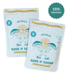 Health supplement: Double Up & Save - AM Blend - Rise & Shine - Functional Mushroom Blends (2x 100gram)
