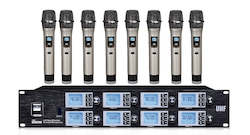 Theatre lighting: Wireless Microphone UHF 8 Way Mic System c/w 8 hand held mics