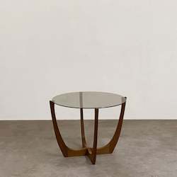 Danish Teak & Floating Glass Circular Coffee Table
