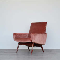 Seating: Pink Velour Lounge Chair by Parker Knoll