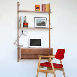 Storage: Danish PS Floating Desk / Shelving Wall Unit by Peter Sorensen For Randers Mobelfabrik