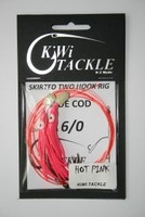 Kiwi Tackle 6/0 Longshank Hot Pink Blue Cod 2 Hook Ledger Rig