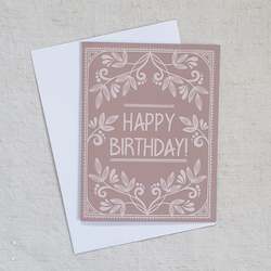 Greeting Cards: Happy Birthday • PINK Leaf greeting card