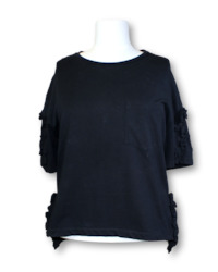 Clothing: Coop. Frill Sleeve Tee - Size L