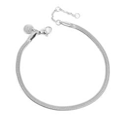 Clothing: Pure steel Snake Chain Anklet  - Silver