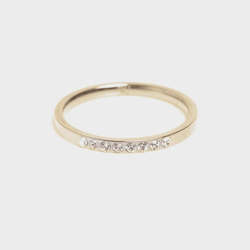Pure steel thin ring with crystals - Gold