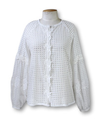 Clothing: Pinko. Broderie Long Sleeve Blouse - Size M