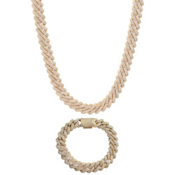 Internet only: 12MM GOLD ICED OUT CURB CHAIN + BRACELET