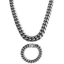 Internet only: 12MM MIAMI CUBAN CHAIN AND BRACELET - WHITE GOLD