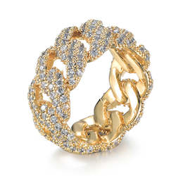 Cuban Iced Chain Ring - Gold