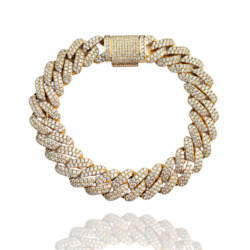 Internet only: 12MM ICED OUT CURB BRACELET - GOLD