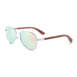 Sunglass: Unisex Polarized  50 / 50 Wood Aviator Sunglasses