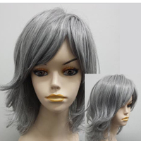 Grey Short Wavy Human Hair Wig