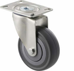 Castors Medium Duty 85kg 200kg: 100mm Grey Rubber Wheel Castor - 140KG Rated
