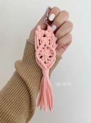 Peach Knotted Macrame Keyring