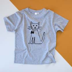 Screen printing: CAT Kid's T-Shirt - Grey Marle