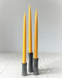 Black Ceramic Candle Holder Set with dipped beeswax candles