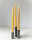 Black Ceramic Candle Holder Set with dipped beeswax candles