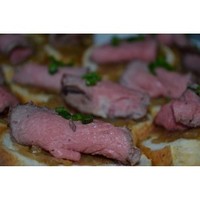 Catering: Rare Shaved Sirloin with Caramellised Onion and Bruschetta