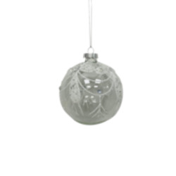 Gift: Clear Glass with White Swags Bauble