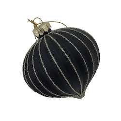 Black Ribbed Glass Bauble (onion)