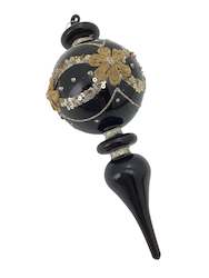 Black Floral Glass Bauble (finial)