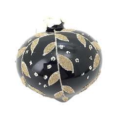 Gift: Black Gold Leaf Glass Bauble (onion)