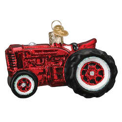 Gift: Blown Glass - Vintage Red Tractor