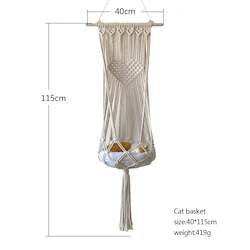 Internet only: Macrame Cat Hammock, Handwoven Hanging Cat Bed, Boho Cat Swing with Cushion